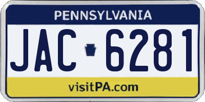 PA license plate JAC6281