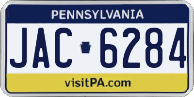 PA license plate JAC6284