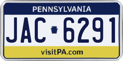 PA license plate JAC6291