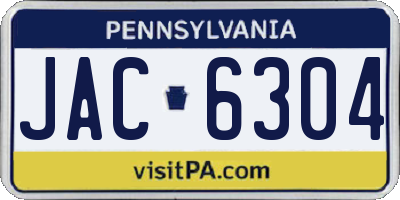 PA license plate JAC6304