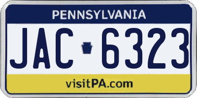 PA license plate JAC6323