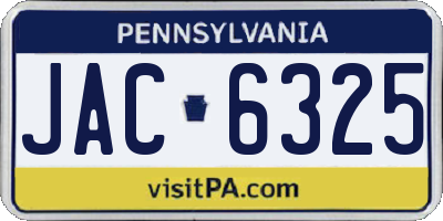 PA license plate JAC6325