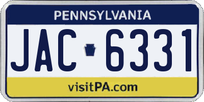 PA license plate JAC6331