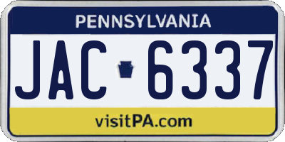 PA license plate JAC6337