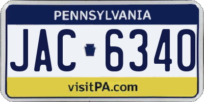 PA license plate JAC6340