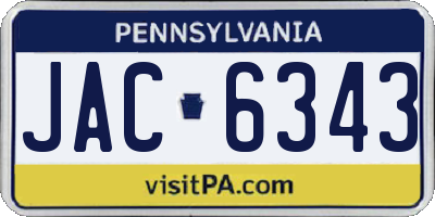 PA license plate JAC6343