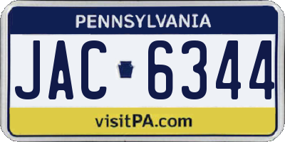 PA license plate JAC6344