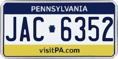 PA license plate JAC6352
