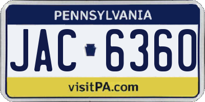 PA license plate JAC6360