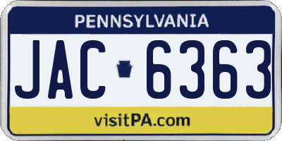 PA license plate JAC6363