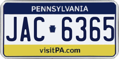 PA license plate JAC6365