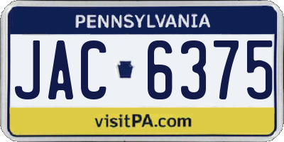 PA license plate JAC6375