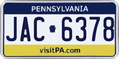 PA license plate JAC6378