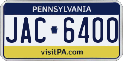 PA license plate JAC6400