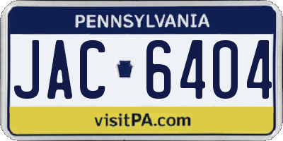 PA license plate JAC6404