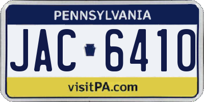 PA license plate JAC6410