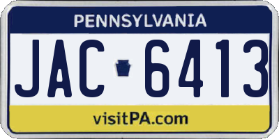 PA license plate JAC6413
