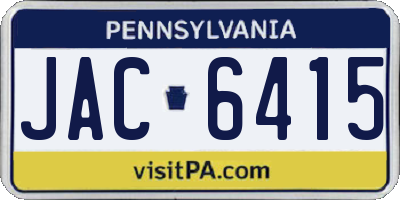 PA license plate JAC6415