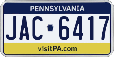 PA license plate JAC6417