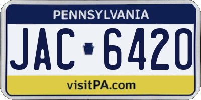 PA license plate JAC6420