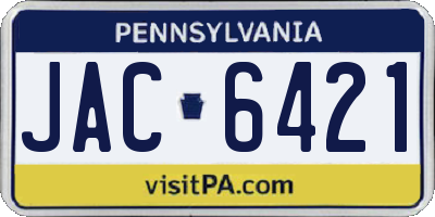 PA license plate JAC6421