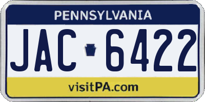 PA license plate JAC6422