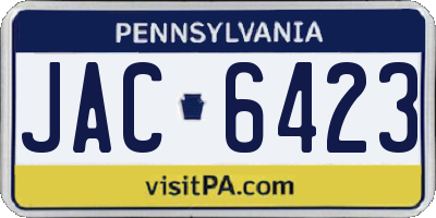 PA license plate JAC6423