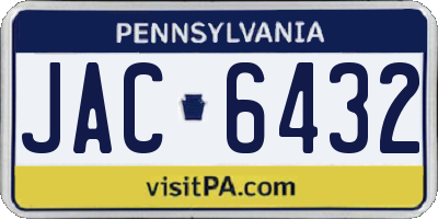 PA license plate JAC6432