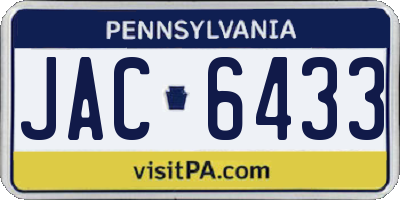 PA license plate JAC6433