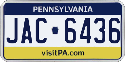 PA license plate JAC6436