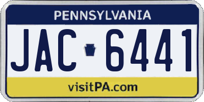 PA license plate JAC6441