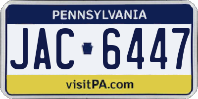 PA license plate JAC6447