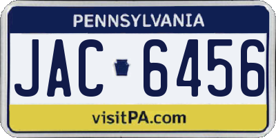 PA license plate JAC6456