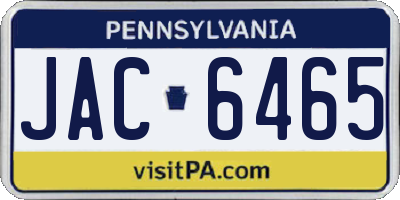 PA license plate JAC6465