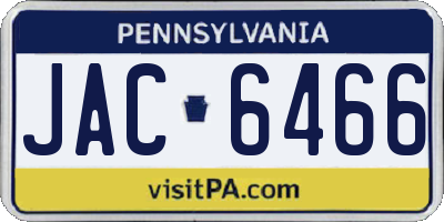 PA license plate JAC6466