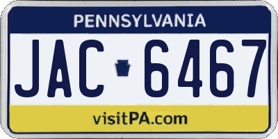 PA license plate JAC6467
