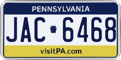 PA license plate JAC6468