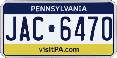 PA license plate JAC6470