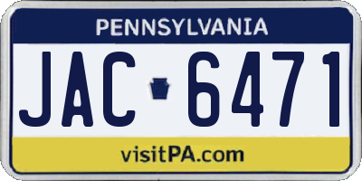 PA license plate JAC6471