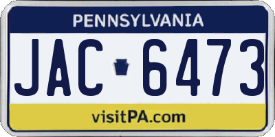 PA license plate JAC6473