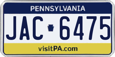PA license plate JAC6475
