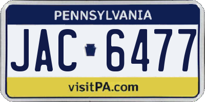 PA license plate JAC6477