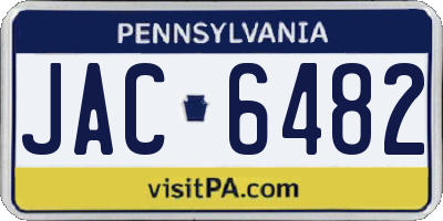 PA license plate JAC6482