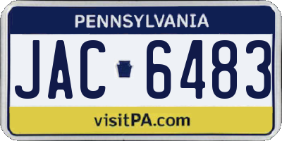 PA license plate JAC6483