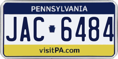 PA license plate JAC6484