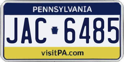 PA license plate JAC6485