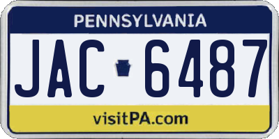 PA license plate JAC6487