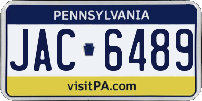 PA license plate JAC6489