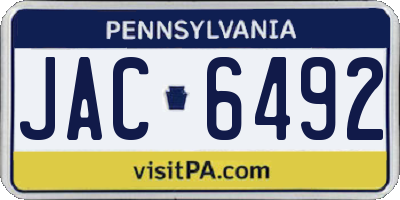 PA license plate JAC6492