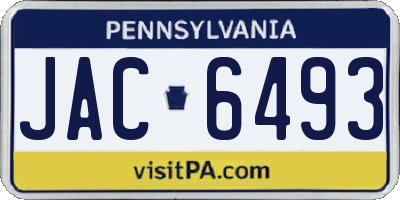 PA license plate JAC6493